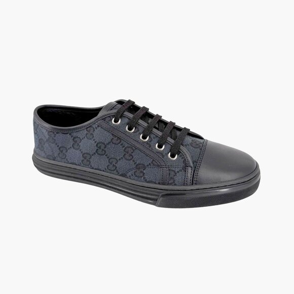 Gucci Low Top GG Sneakers Size 39 US 9 Black Monogram Logo Canvas Leather - Picture 9 of 14